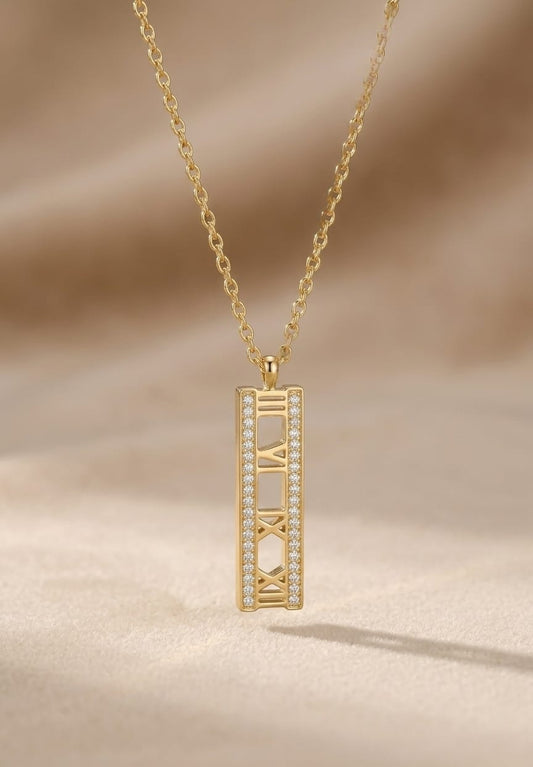 Yasrab Roman Empress Pavé Pendant – 18K Gold Plated Anti-Tarnish Necklace