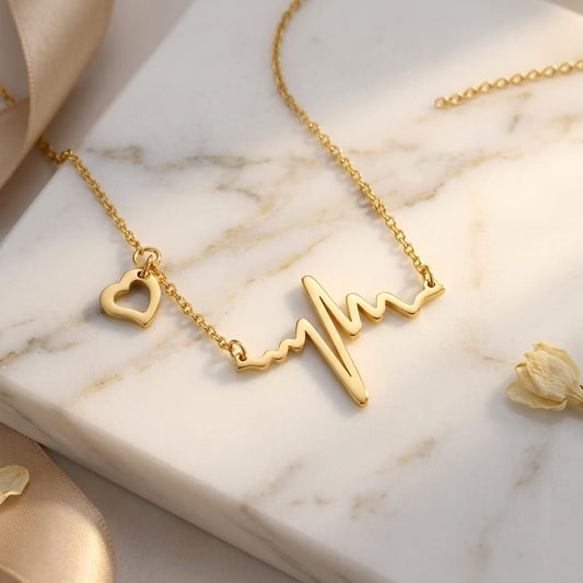 Yasrab Eternal Heartbeat Necklace – 18K Gold Plated Anti-Tarnish Gifting Special