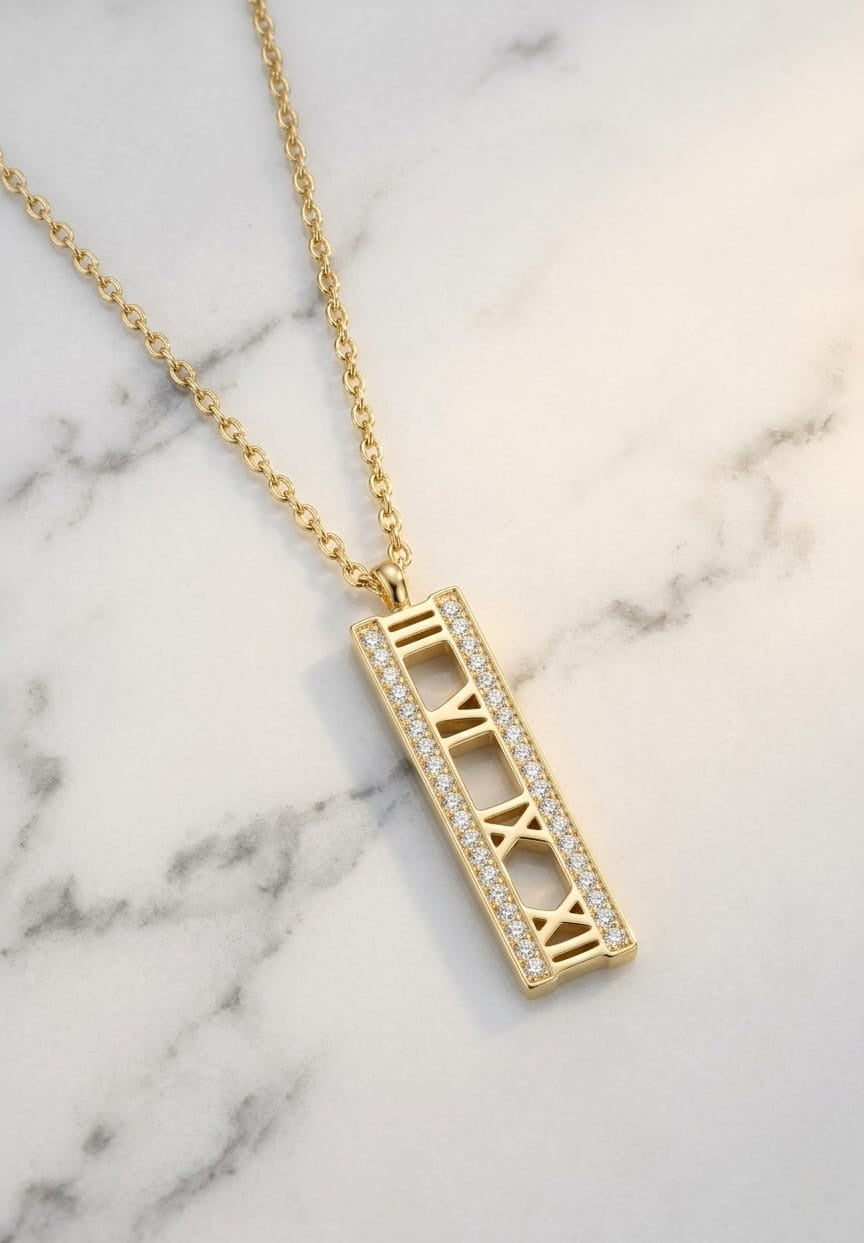 Yasrab Roman Empress Pavé Pendant – 18K Gold Plated Anti-Tarnish Necklace