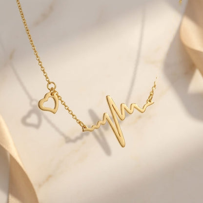 The Heartbeat Pulse Anti-Tarnish Necklace – Gold-Tone