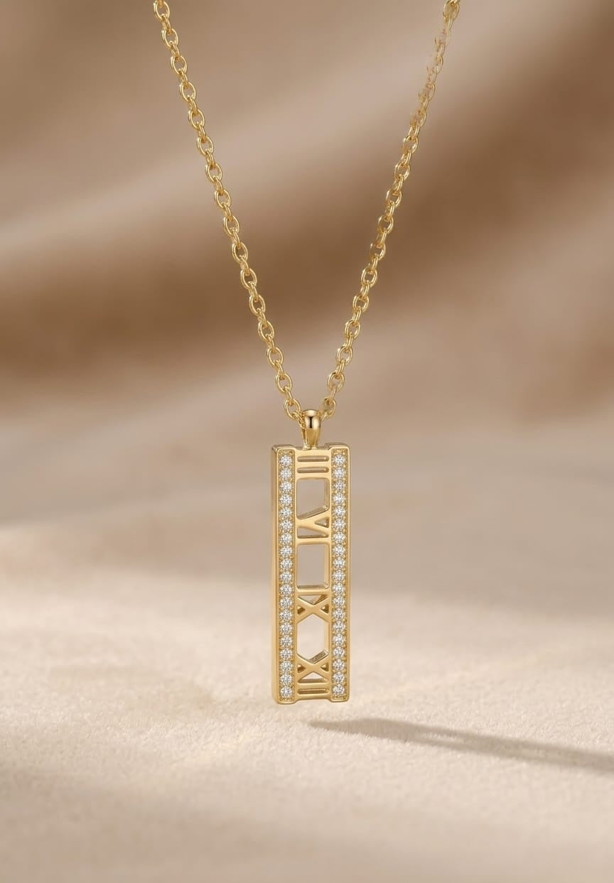 Yasrab Roman Empress Pavé Pendant – 18K Gold Plated Anti-Tarnish Necklace
