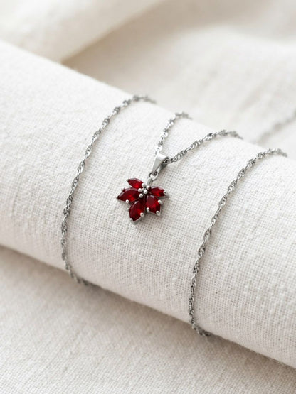 Scarlet Bloom Anti-Tarnish Pendant Necklace