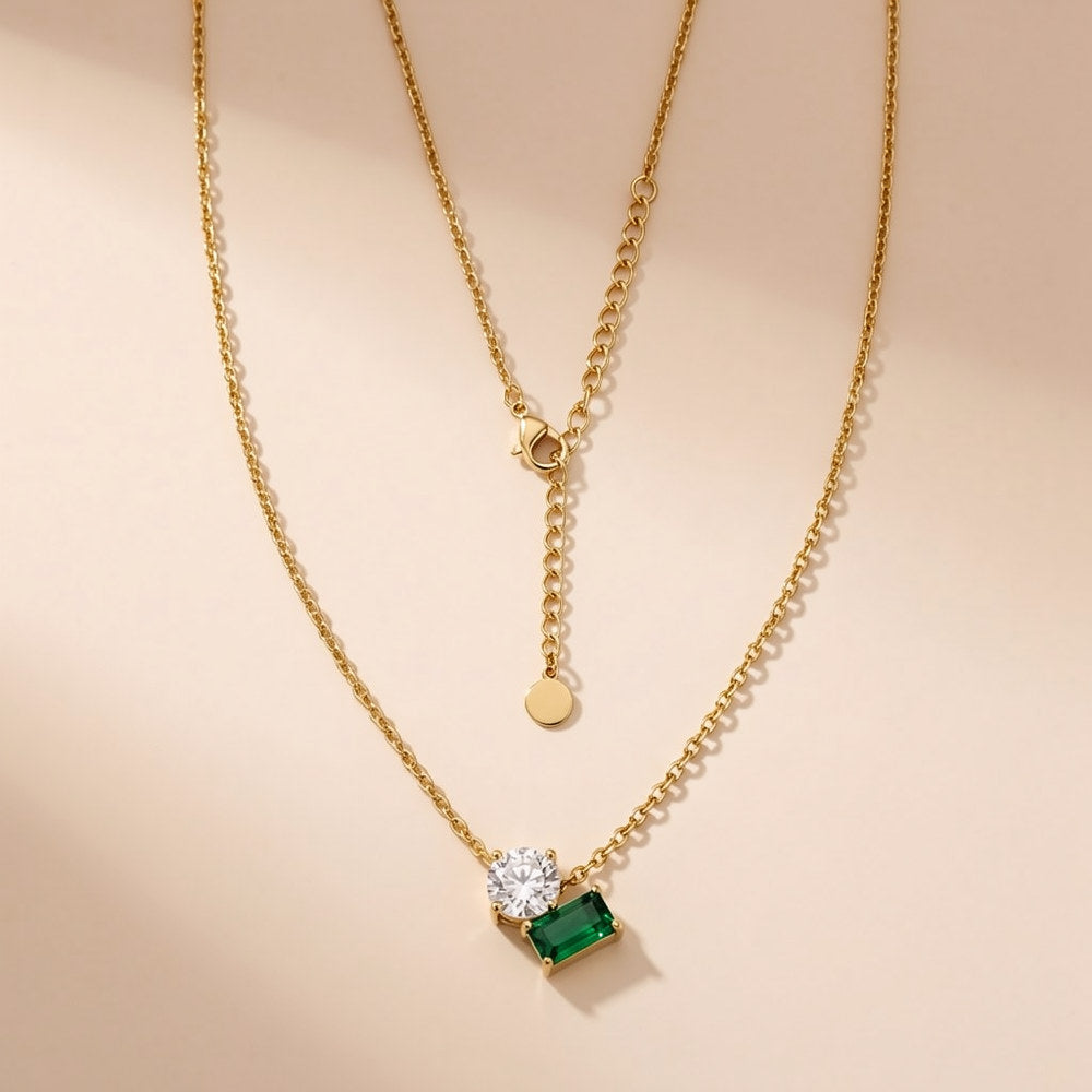 Emerald Duo Necklace – Anti Tarnish Necklace