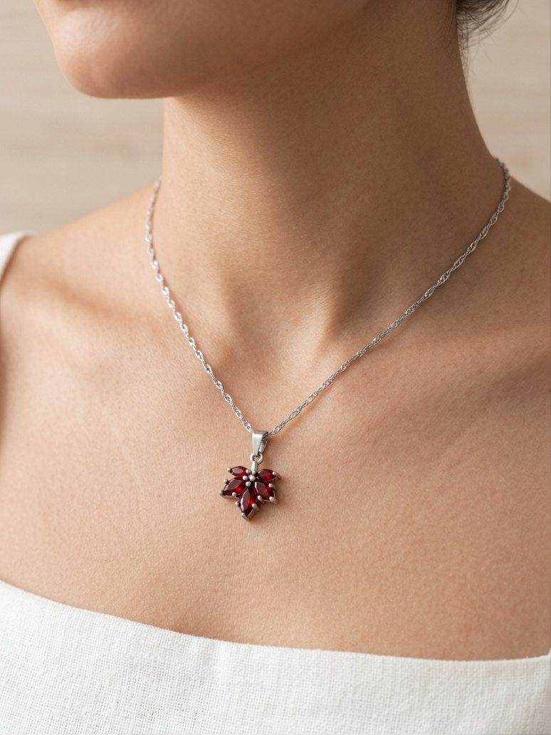 Scarlet Bloom Anti-Tarnish Pendant Necklace