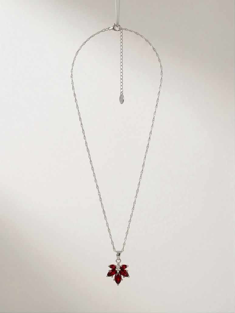 Scarlet Bloom Anti-Tarnish Pendant Necklace