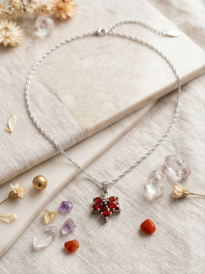 Scarlet Bloom Anti-Tarnish Pendant Necklace