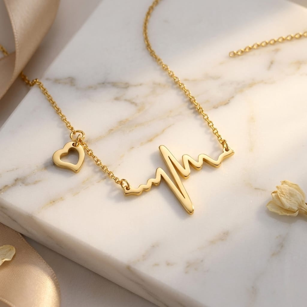 Yasrab Eternal Heartbeat Necklace – 18K Gold Plated Anti-Tarnish Gifting Special