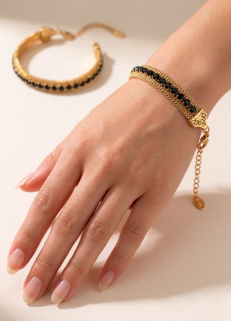 Yasrab Roman Stone Mesh Bracelet – Anti Tarnish Stainless Steel Waterproof Flexible Bracelet for Women