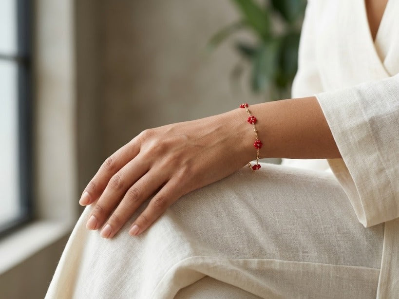 Ruby Bloom Bracelet – Anti Tarnish Floral Bracelet