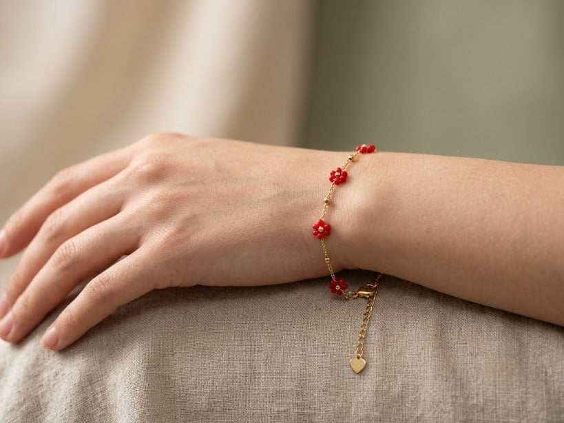 Ruby Bloom Bracelet – Anti Tarnish Floral Bracelet