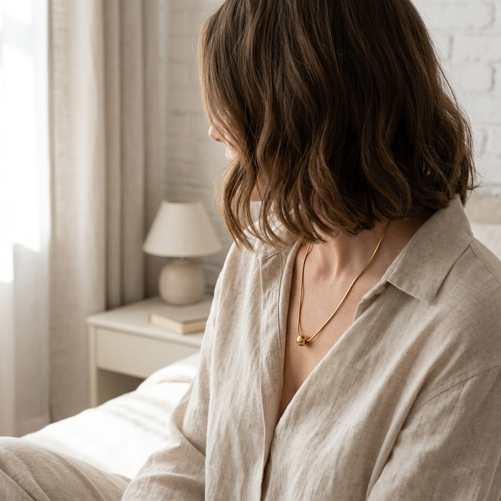 Golden Sphere Pendant Necklace – Anti Tarnish