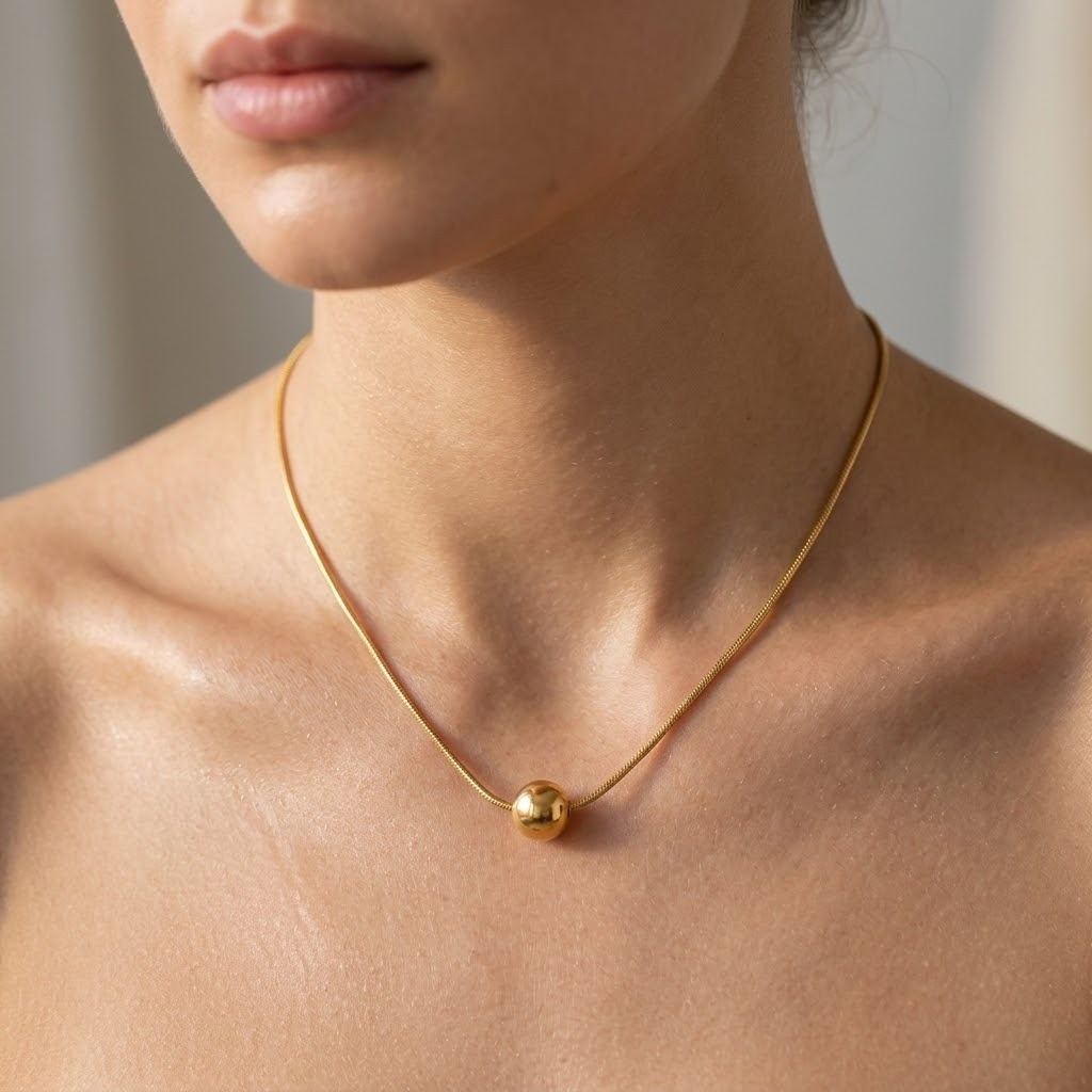 Golden Sphere Pendant Necklace – Anti Tarnish
