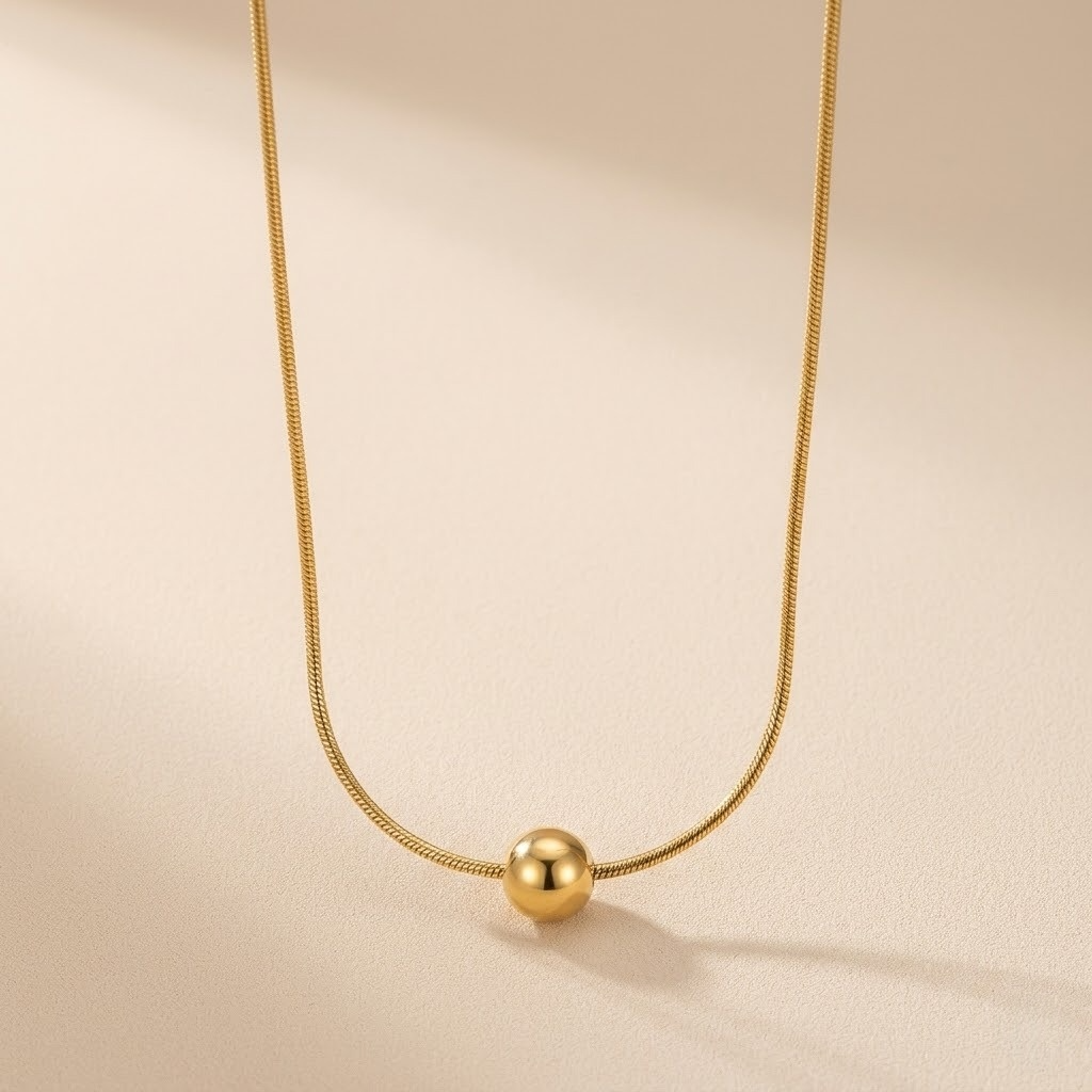 Golden Sphere Pendant Necklace – Anti Tarnish