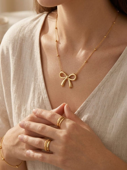 The Aurora Anti-Tarnish Bow Necklace