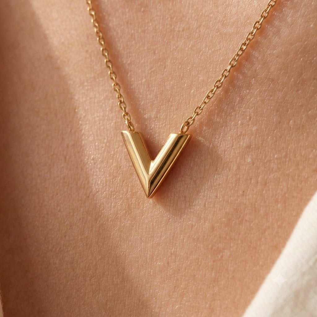 The Minimalist V-Letter Anti-Tarnish Necklace – Gold-Tone
