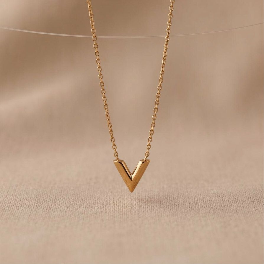 The Minimalist V-Letter Anti-Tarnish Necklace – Gold-Tone