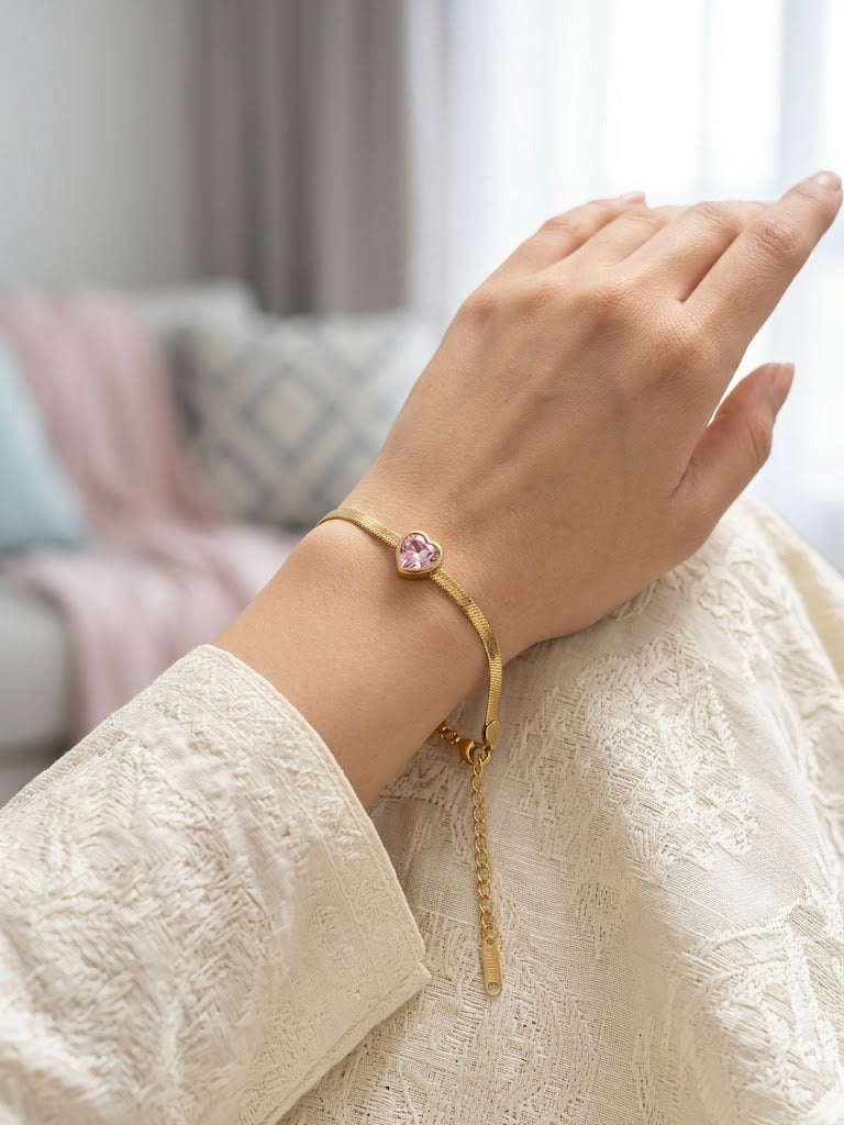 Blush Heart Bracelet – Anti Tarnish Bracelet