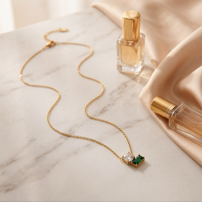 Emerald Duo Necklace – Anti Tarnish Necklace