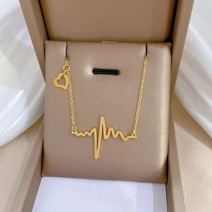 The Heartbeat Pulse Anti-Tarnish Necklace – Gold-Tone