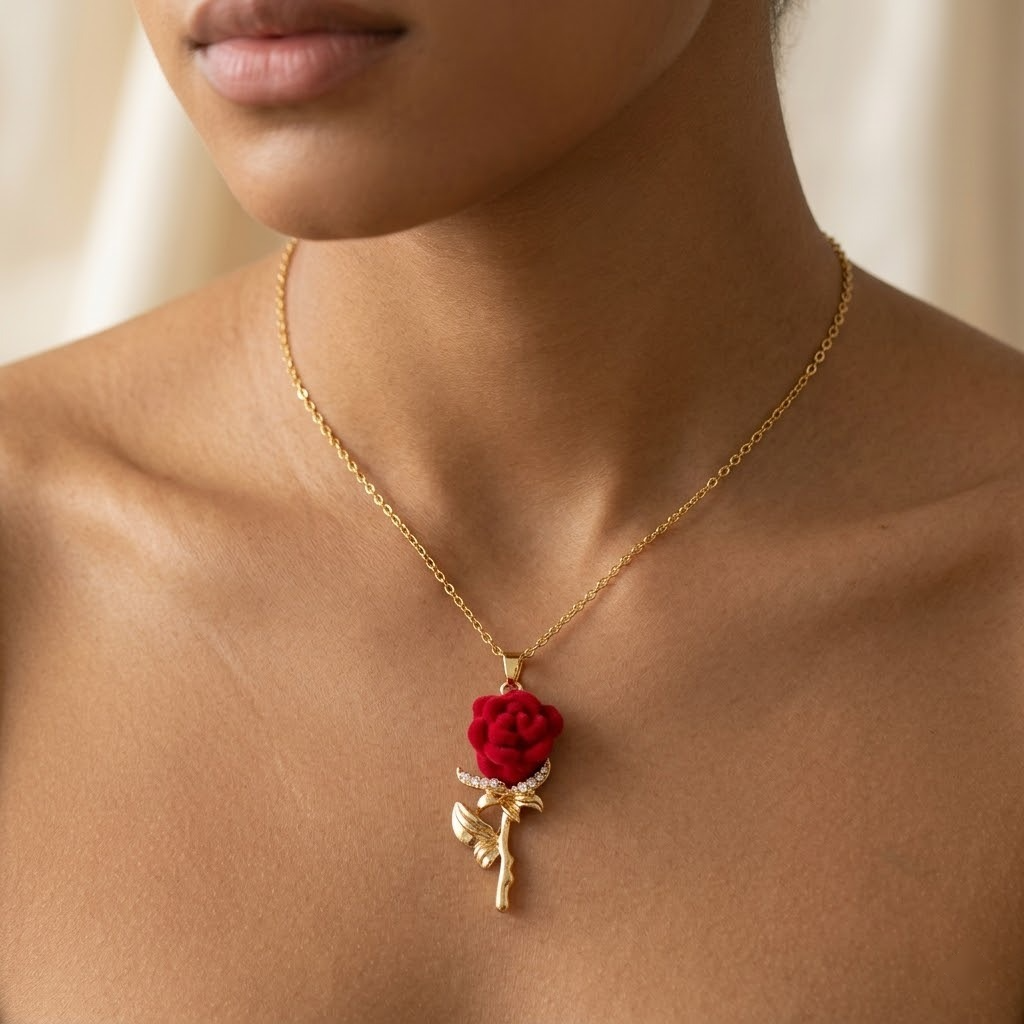 The Velvet Rose Enchantment Anti-Tarnish Necklace – Gold-Tone