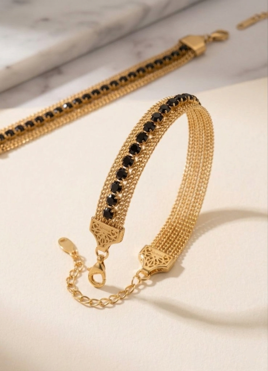 Yasrab Roman Stone Mesh Bracelet – Anti Tarnish Stainless Steel Waterproof Flexible Bracelet for Women