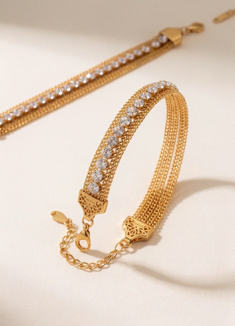 Yasrab Roman Stone Mesh Bracelet – Anti Tarnish Stainless Steel Waterproof Flexible Bracelet for Women