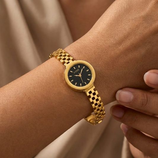 Yasrab Watch Face Bangle – Anti Tarnish Stainless Steel Bracelet for Women Waterproof Long-Lasting Gold Color