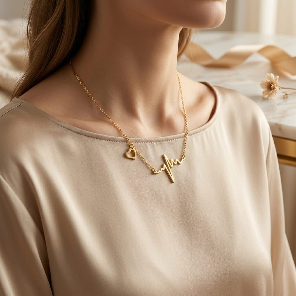 Yasrab Eternal Heartbeat Necklace – 18K Gold Plated Anti-Tarnish Gifting Special