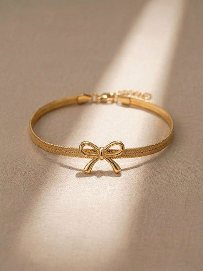 The Aurora Anti-Tarnish Bow Bracelet – Gold Stainless Steel