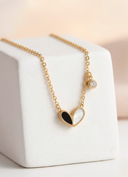 The Yin-Yang Heart Duality Anti-Tarnish Necklace – Gold-Tone