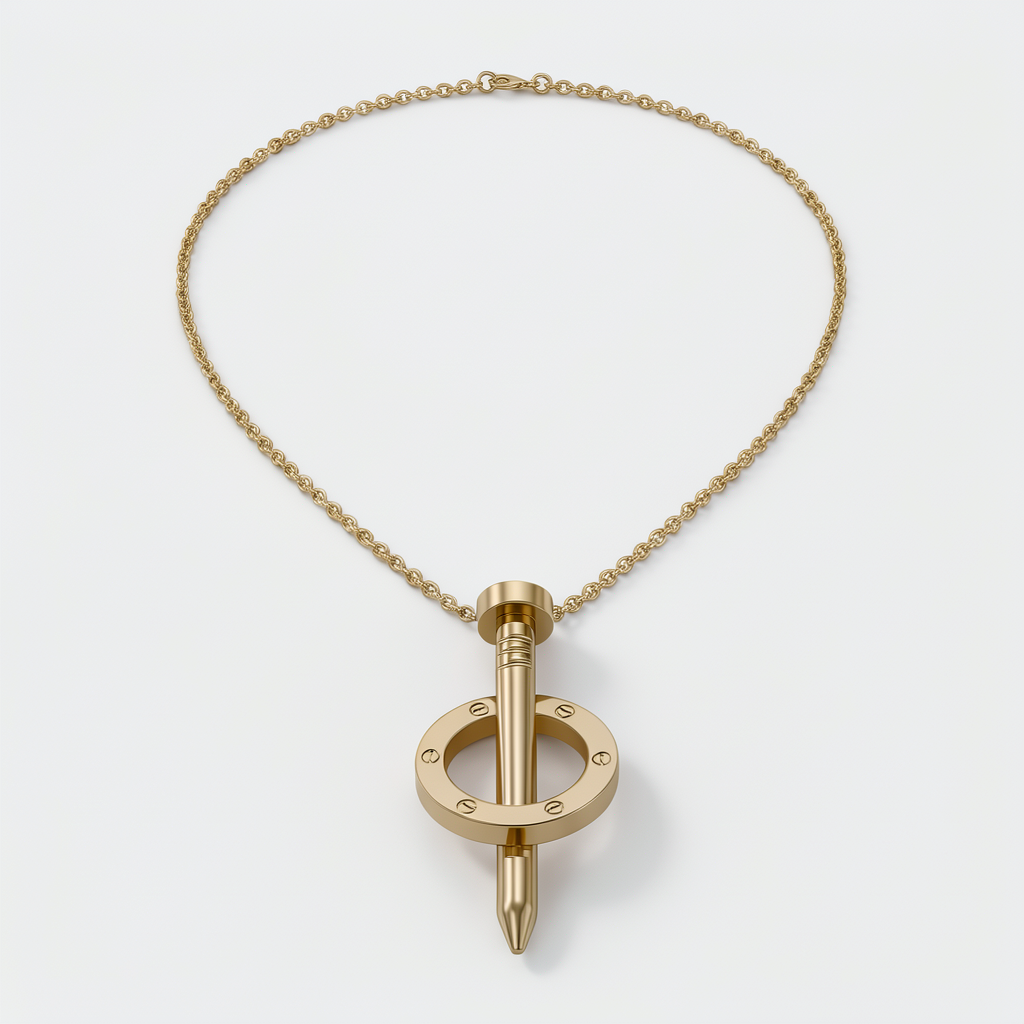 Premium Anti-Tarnish Gold Nail & Ring Pendant Necklace – Signature Luxury Design