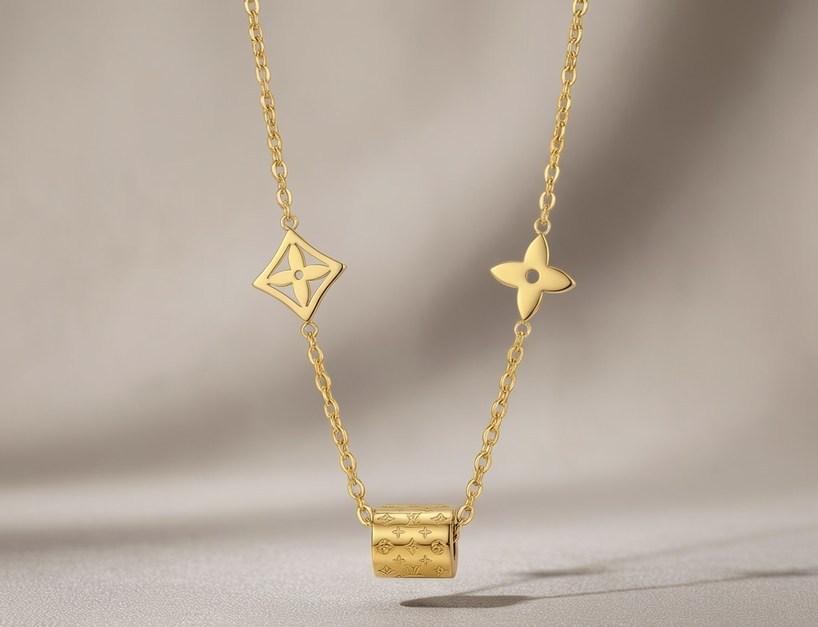 Yasrab™ Iconic Monogram Barrel Necklace – 18K Gold Plated & Anti-Tarnish