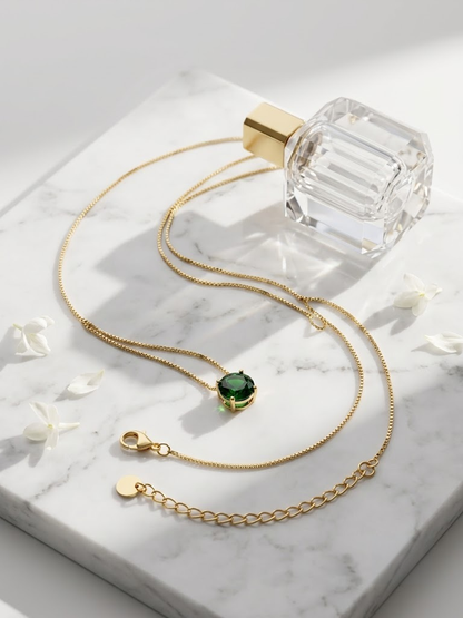 Emerald Glow Necklace – Anti Tarnish Pendant Necklace