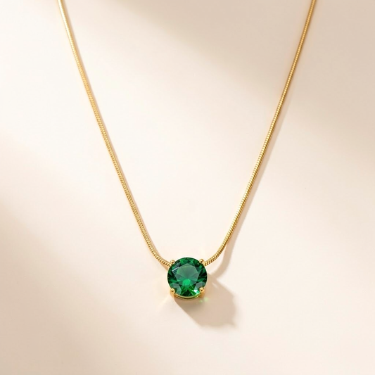 Emerald Glow Necklace – Anti Tarnish Pendant Necklace