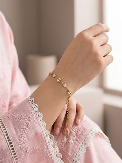 Luxury Heart Crystal Adjustable Bracelet – Anti-Tarnish