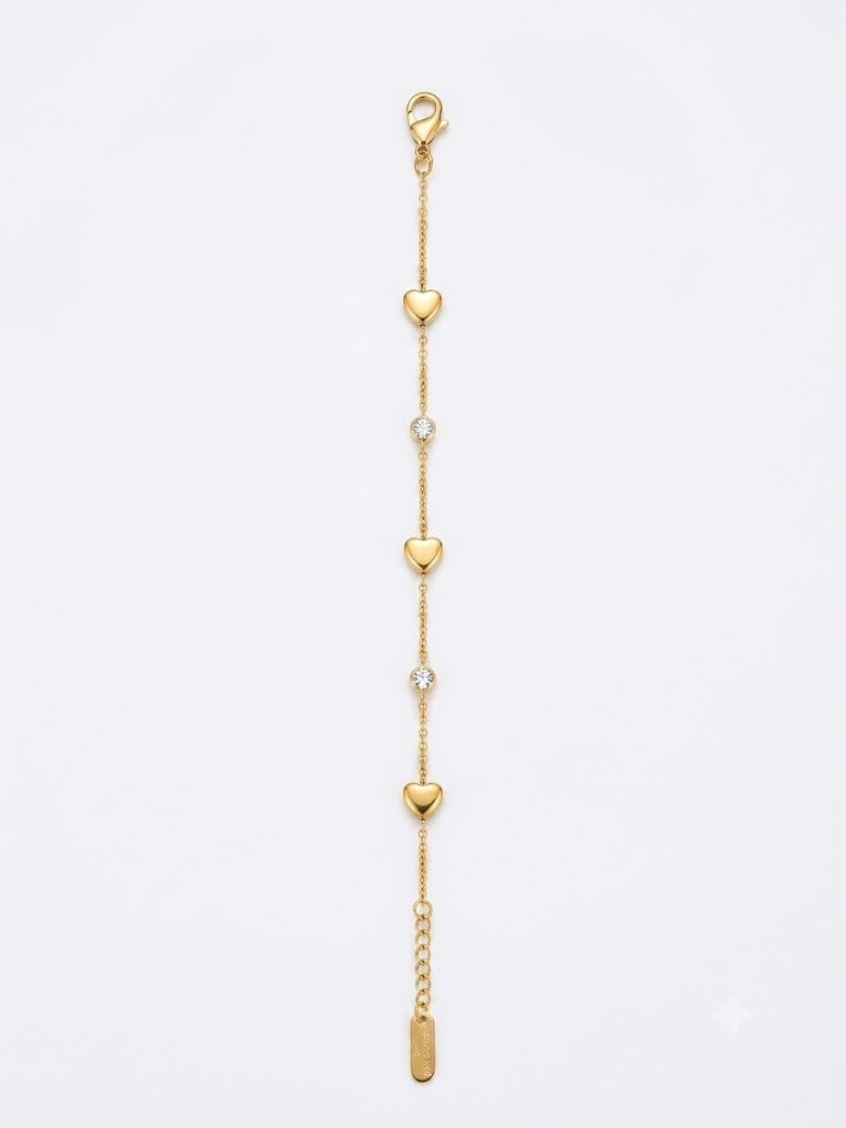 Luxury Heart Crystal Adjustable Bracelet – Anti-Tarnish