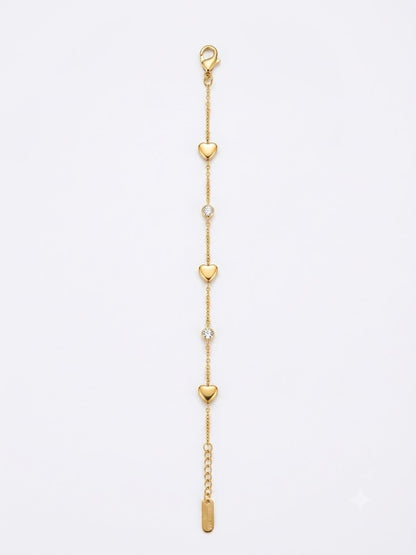 Luxury Heart Crystal Adjustable Bracelet – Anti-Tarnish