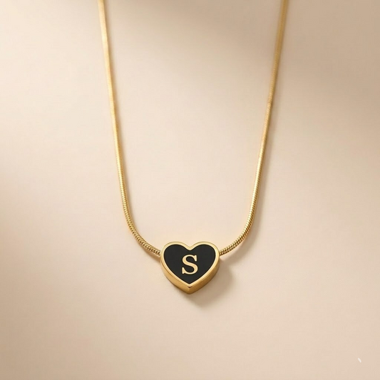 Initial Heart Necklace-Anti Tarnish