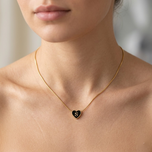 Initial Heart Necklace-Anti Tarnish
